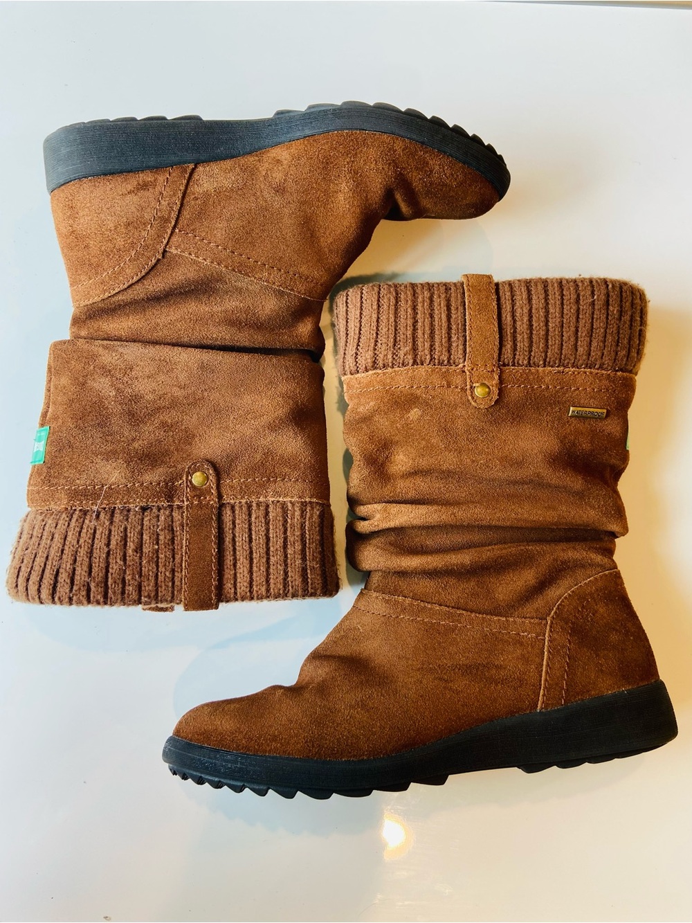 Womens Suede Cougar boots Mid Calf Brown M